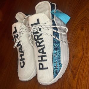 White sneakers with blue detail